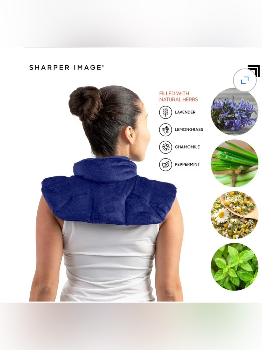 Sharper Image Hot & Cold Herbal Aromatherapy Neck & Shoulder Plush Wrap Pad NIB